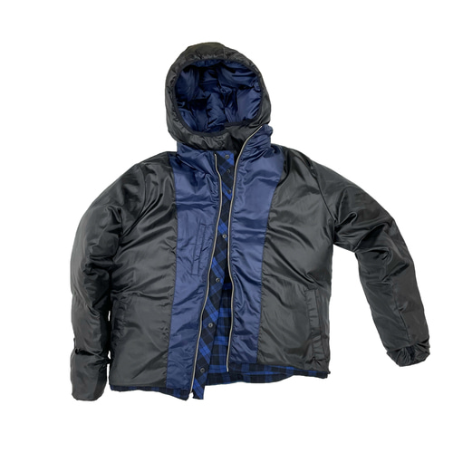 REVERSIBLE FLANNEL DOWN JACKET (NAVY)