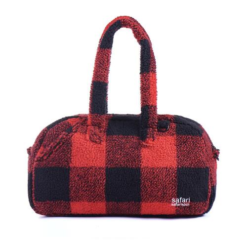 COTTAGE CHECKED BOSTON BAG (RED)